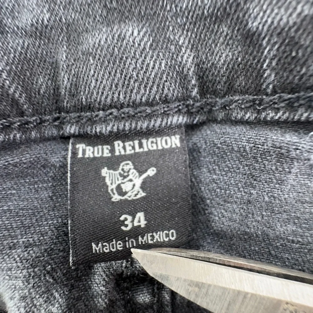 True Religion Geno Slim Fit Jeans Mens 34 Faded Black Stretch Denim Pants